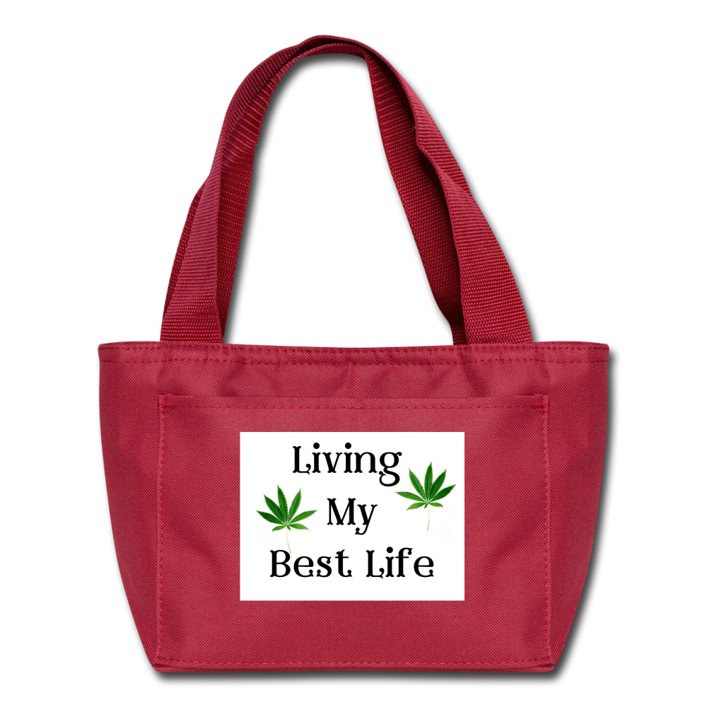 Living My Best Life Lunch Tote - red