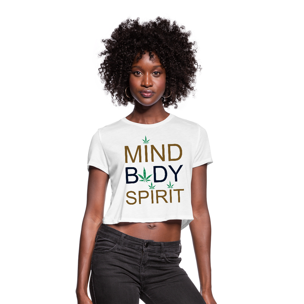 Mind Body Spirit Ladies Cropped T-Shirt - white