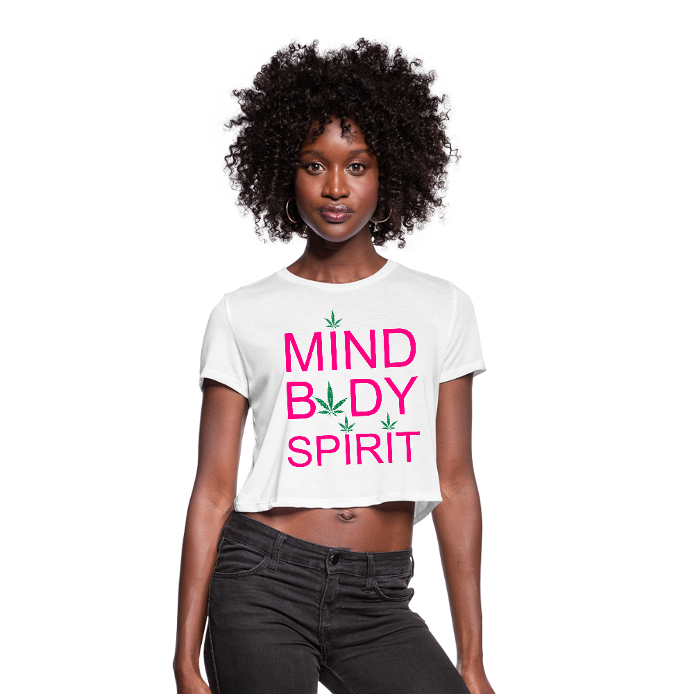 Mind Body Spirit Ladies Cropped T-Shirt - white