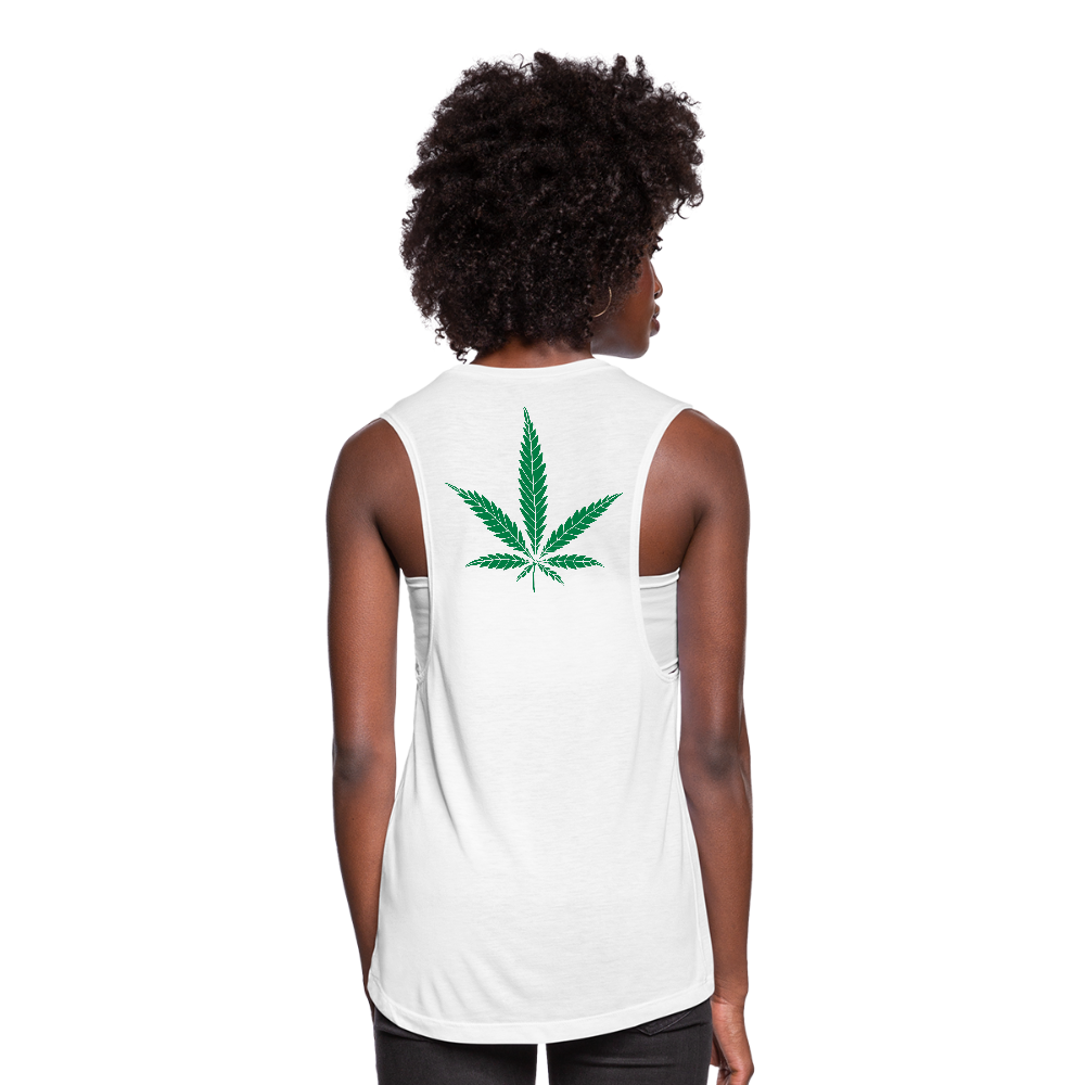 Mind Body Spirit Ladies Flowy Muscle Tank - white