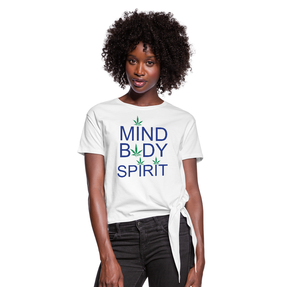 Mind Body Spirit Ladies Knotted T-Shirt - white