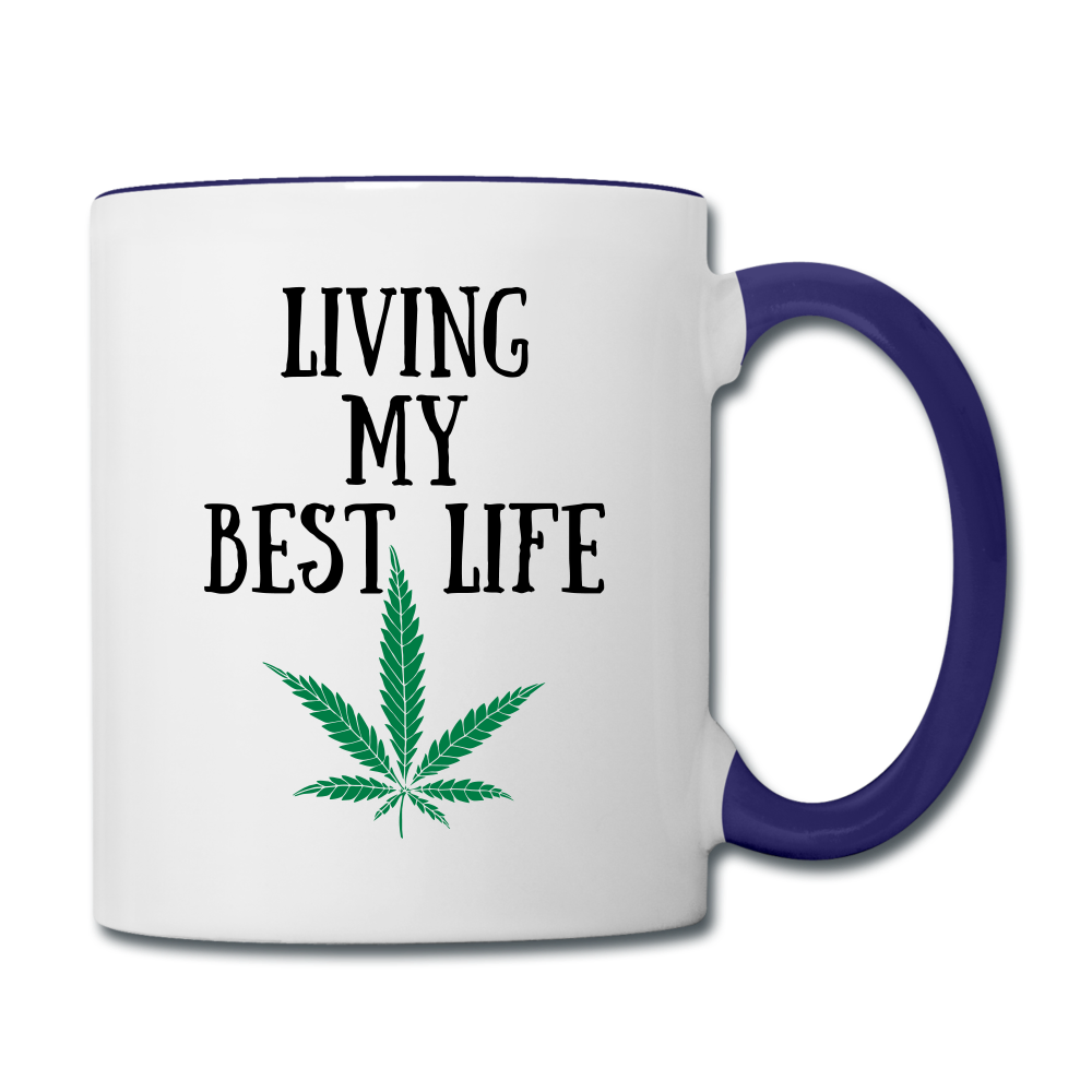 Living My Best Life Mug - white/cobalt blue
