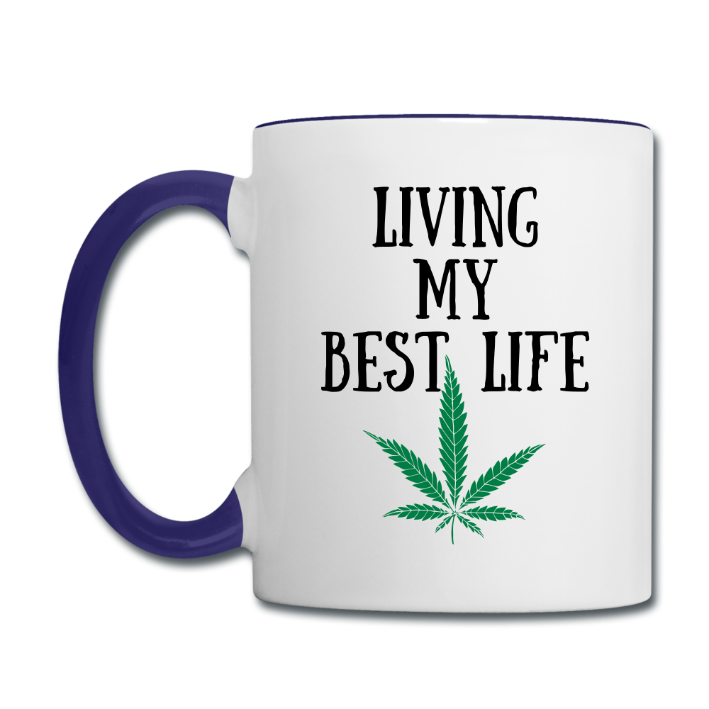 Living My Best Life Mug - white/cobalt blue