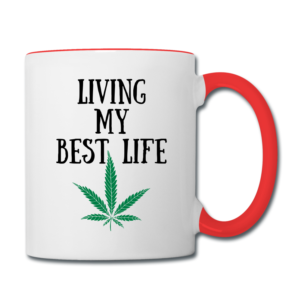 Living My Best Life Mug - white/red