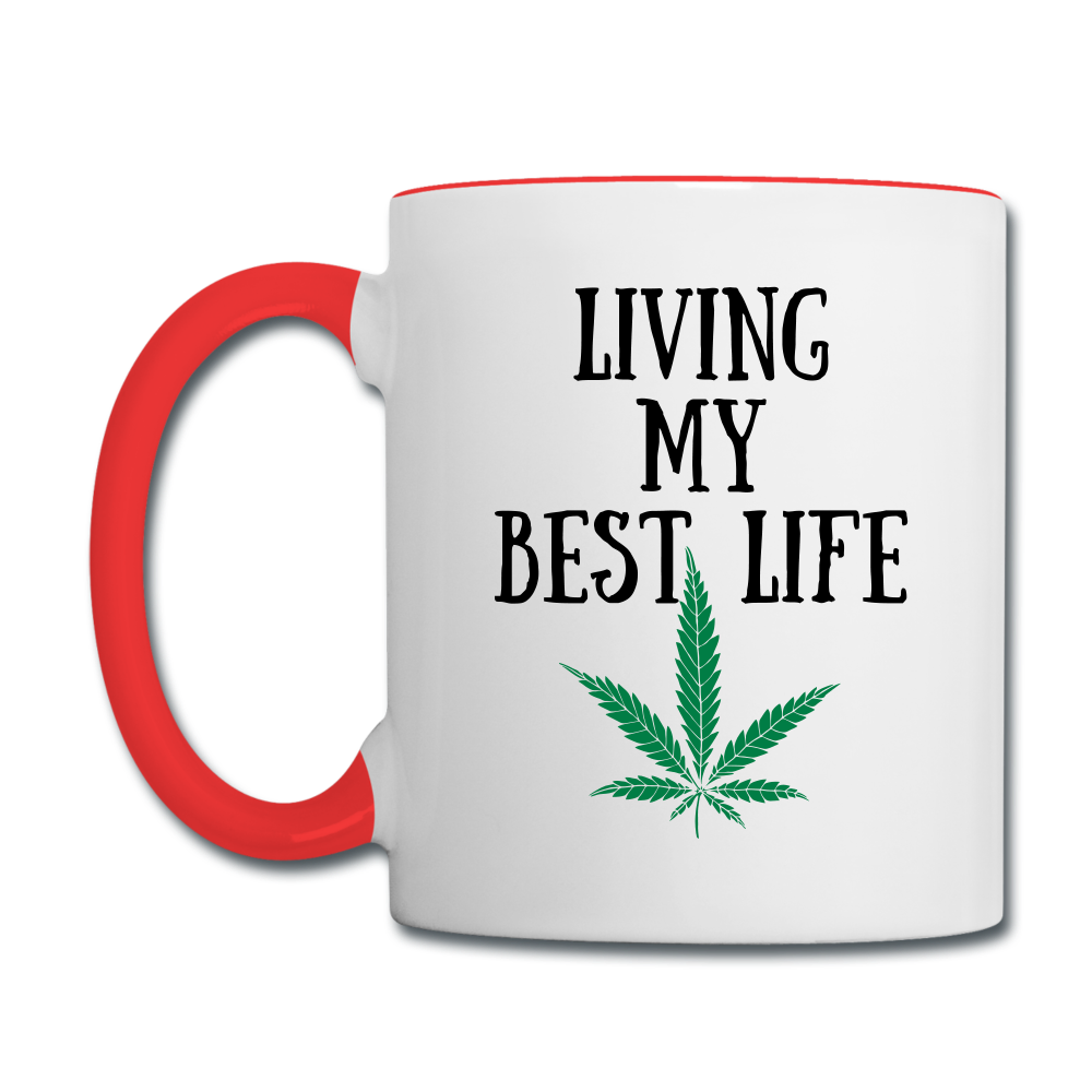 Living My Best Life Mug - white/red
