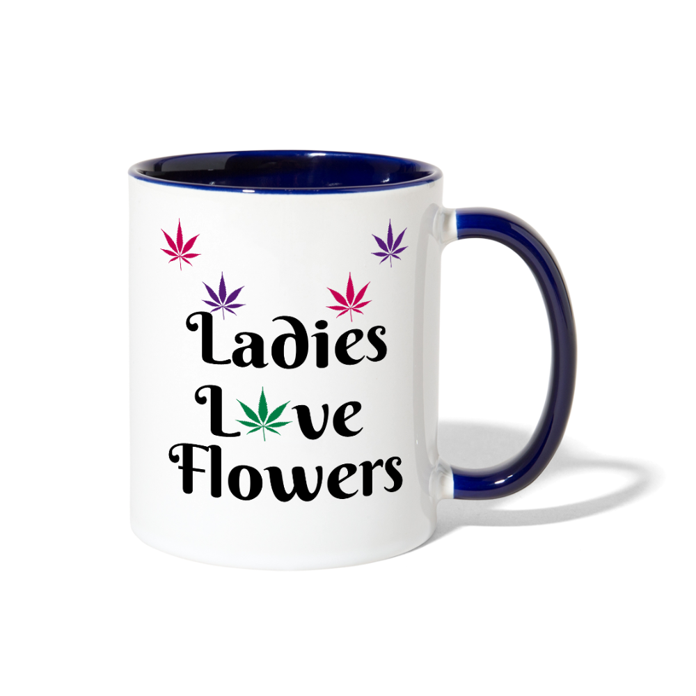 Ladies Love Flowers Contrast Mug - white/cobalt blue