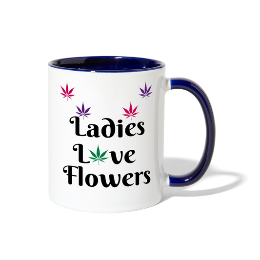 Ladies Love Flowers Contrast Mug - white/cobalt blue