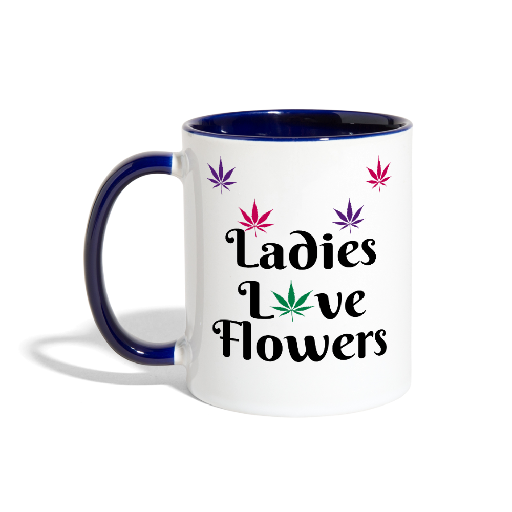 Ladies Love Flowers Contrast Mug - white/cobalt blue