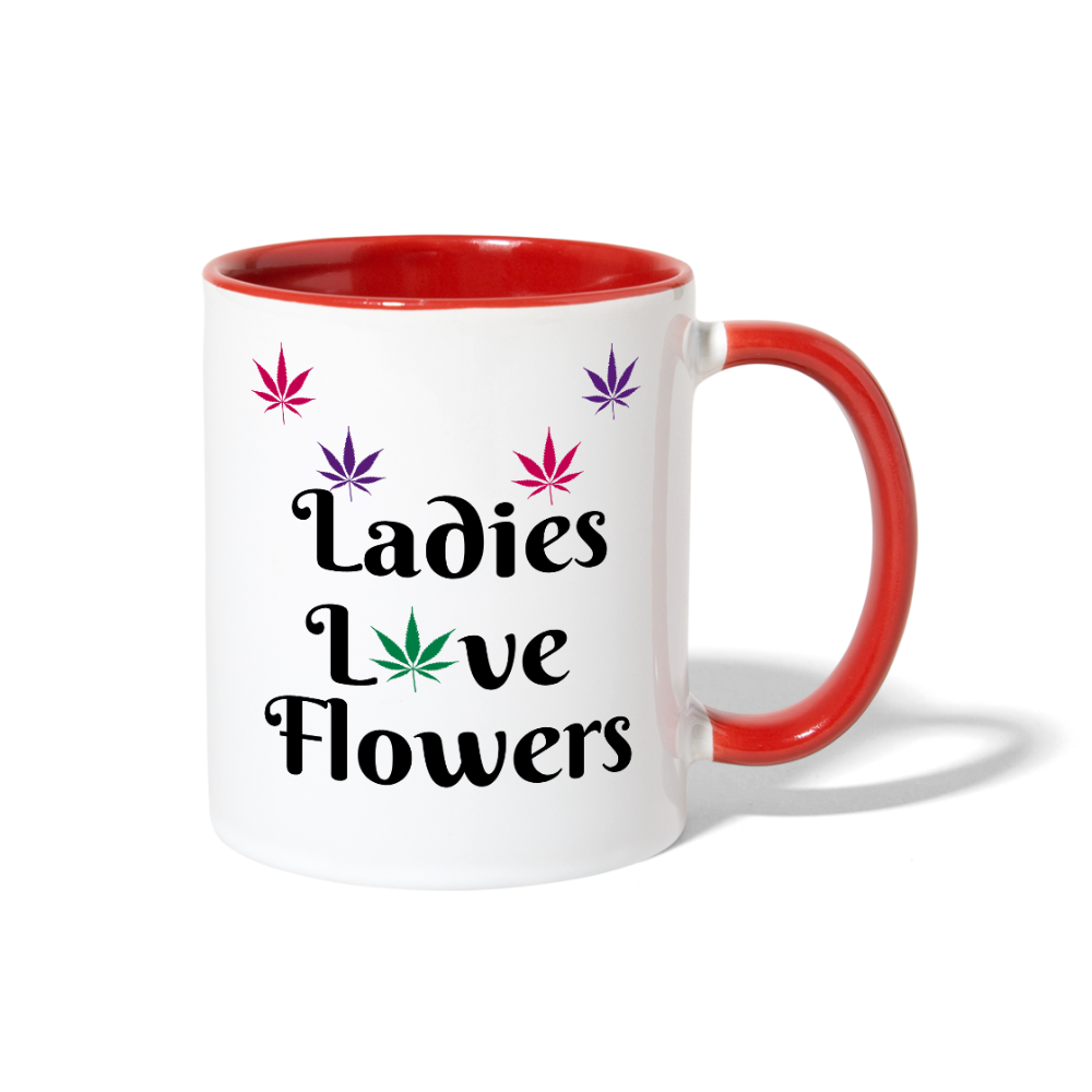 Ladies Love Flowers Contrast Mug - white/red