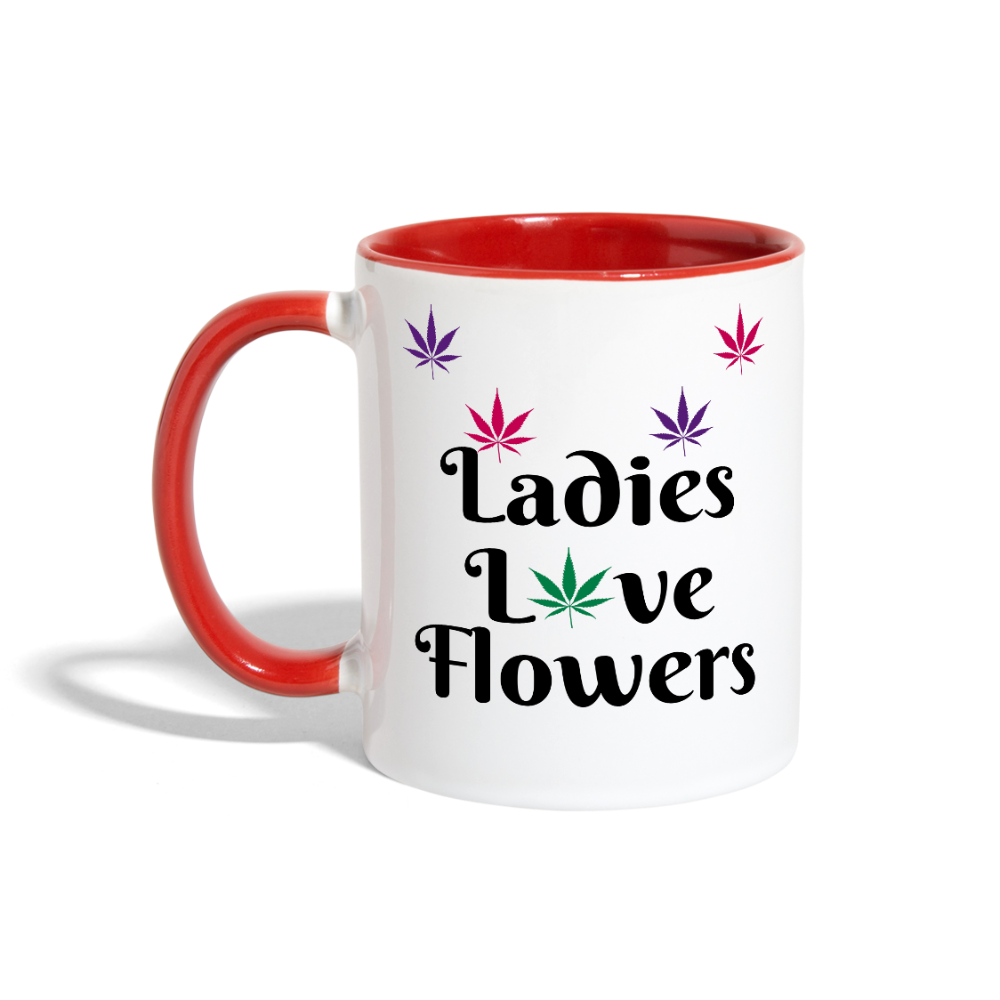 Ladies Love Flowers Contrast Mug - white/red