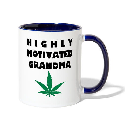 Highly Motivated Grandma Contrast Coffee Mug - white/cobalt blue