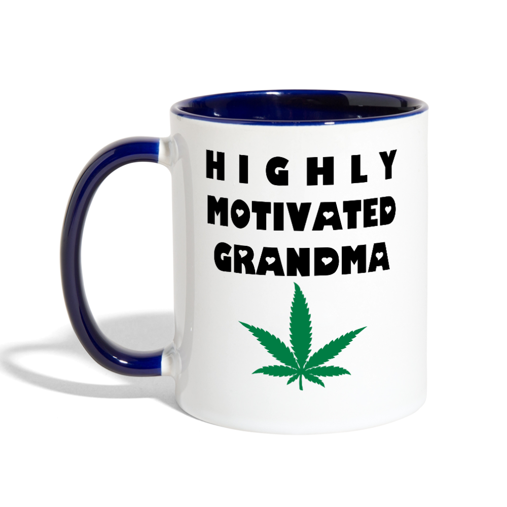 Highly Motivated Grandma Contrast Coffee Mug - white/cobalt blue