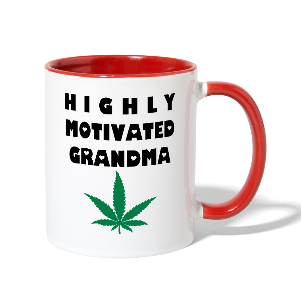 Highly Motivated Grandma Contrast Coffee Mug - white/red