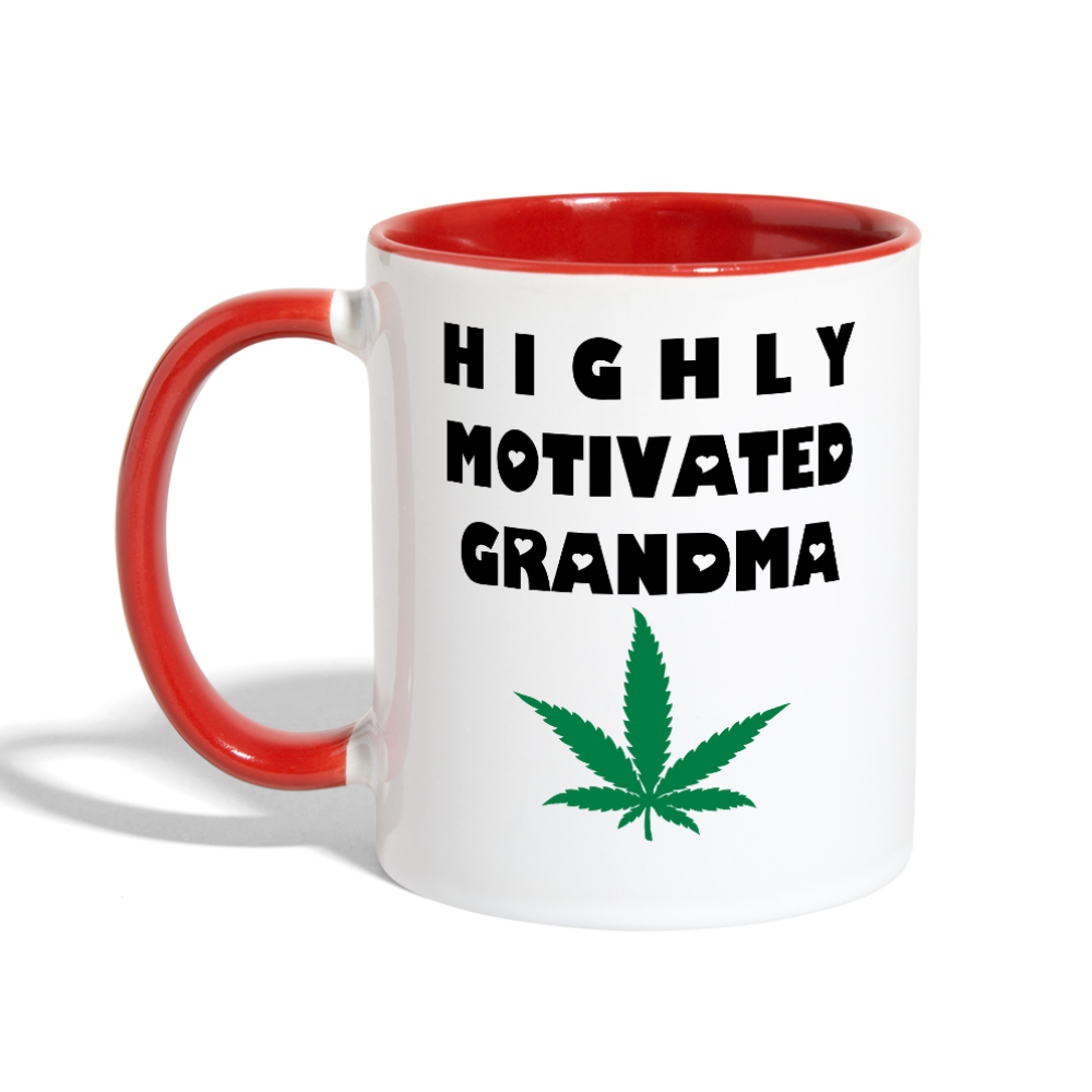 Highly Motivated Grandma Contrast Coffee Mug - white/red