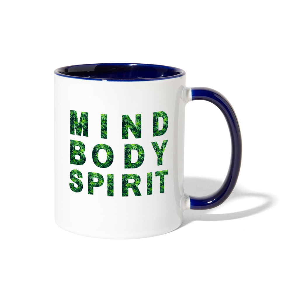 Mind Body Spirit Contrast Coffee Mug - white/cobalt blue