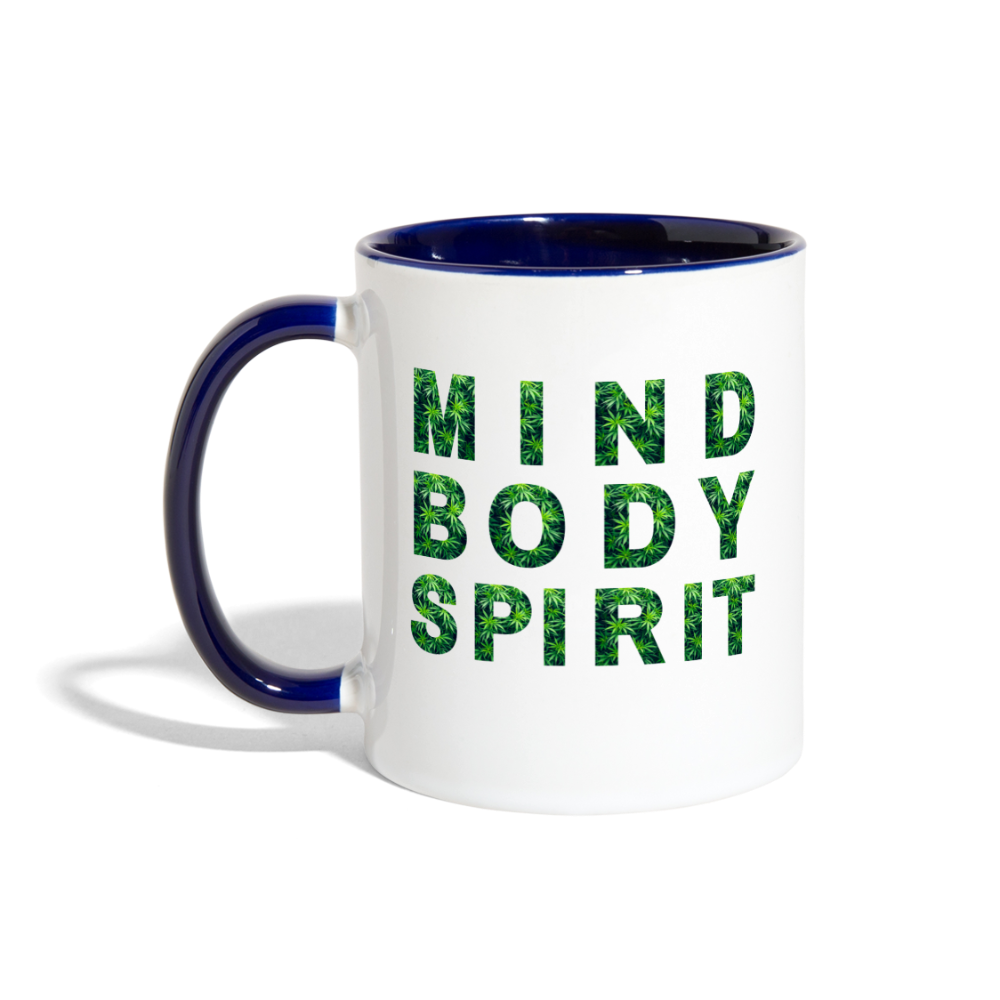 Mind Body Spirit Contrast Coffee Mug - white/cobalt blue