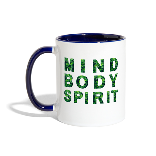Mind Body Spirit Contrast Coffee Mug - white/cobalt blue