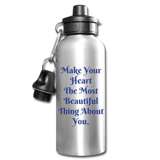 Beautiful Heart Water Bottle - silver