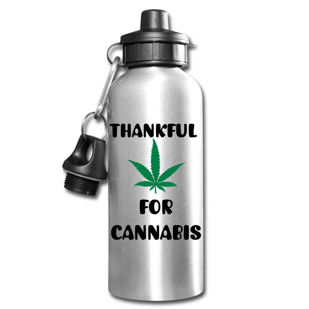 Blessed & Thankful Water Bottle - silver
