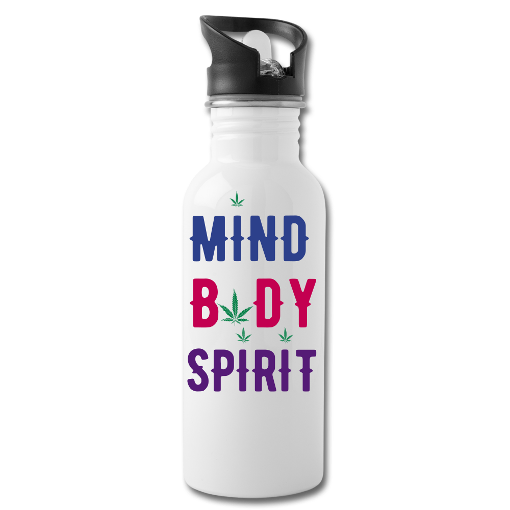 Mind Body Spirit Water Bottle - white