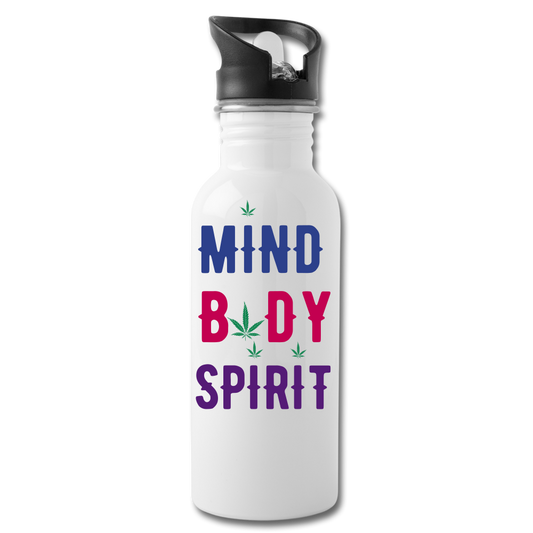 Mind Body Spirit Water Bottle - white