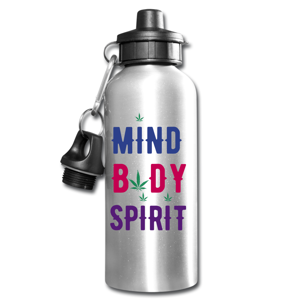 Mind Body Spirit Water Bottle - silver