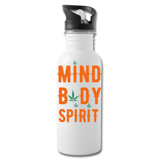 Mind Body Spirit Water Bottle - white