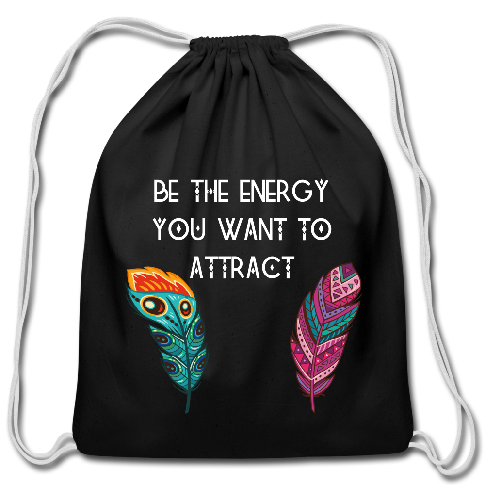 Be The Energy Cotton Drawstring Bag - black
