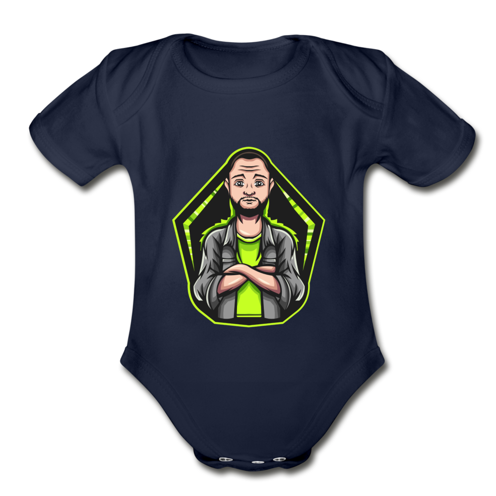 Organic Short Sleeve Baby Bodysuit - dark navy