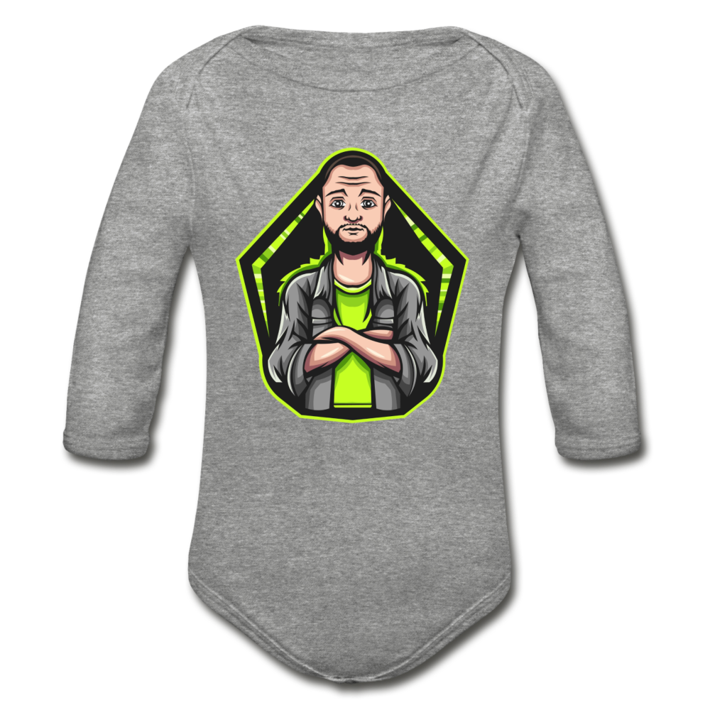 The Gamer Organic Long Sleeve Baby Bodysuit - heather gray
