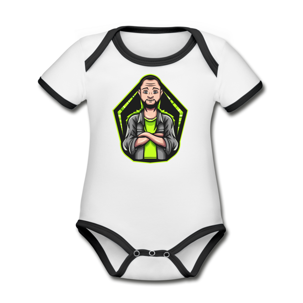 The Gamer Organic Contrast Short Sleeve Baby Bodysuit - white/black