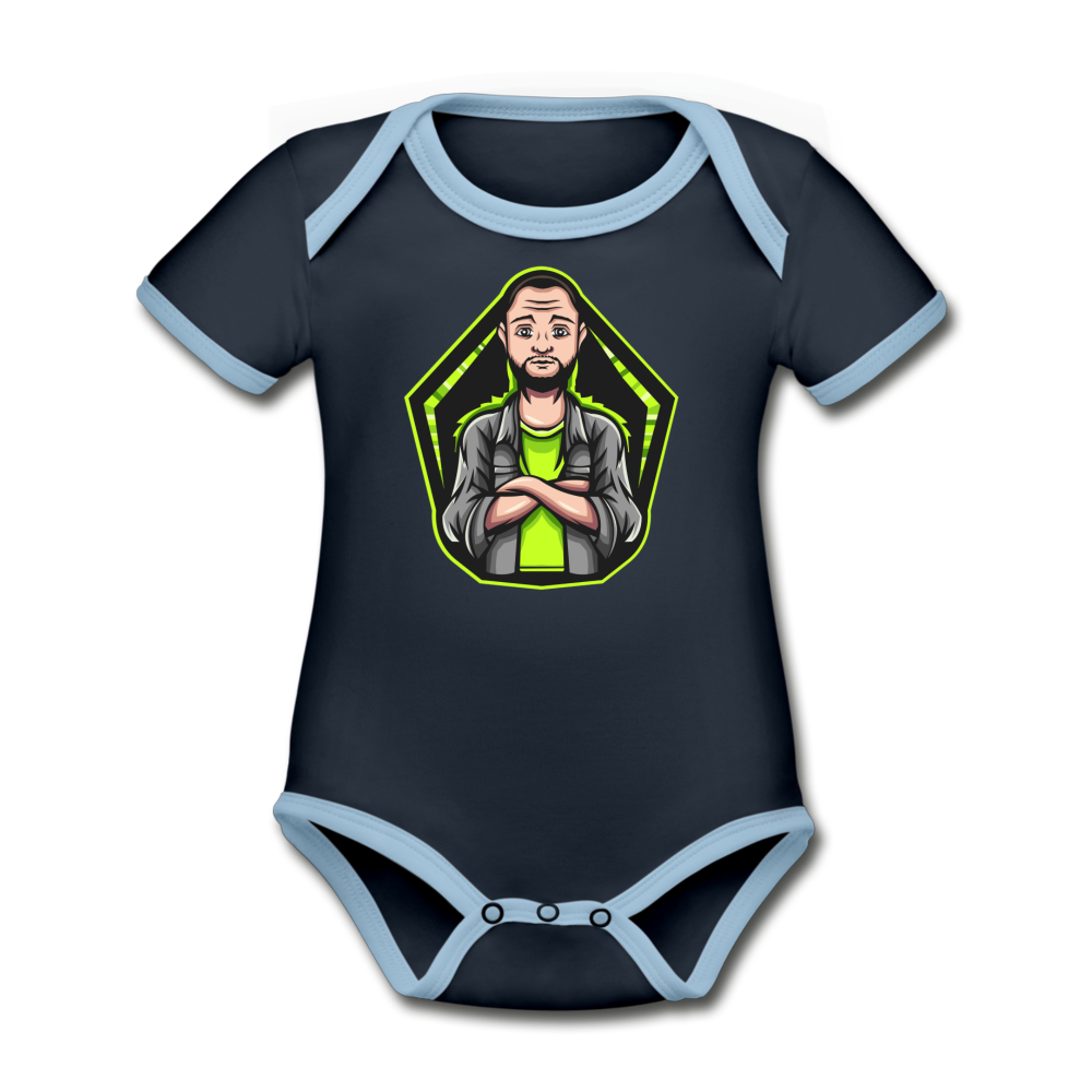 The Gamer Organic Contrast Short Sleeve Baby Bodysuit - navy/sky