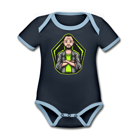 The Gamer Organic Contrast Short Sleeve Baby Bodysuit - navy/sky