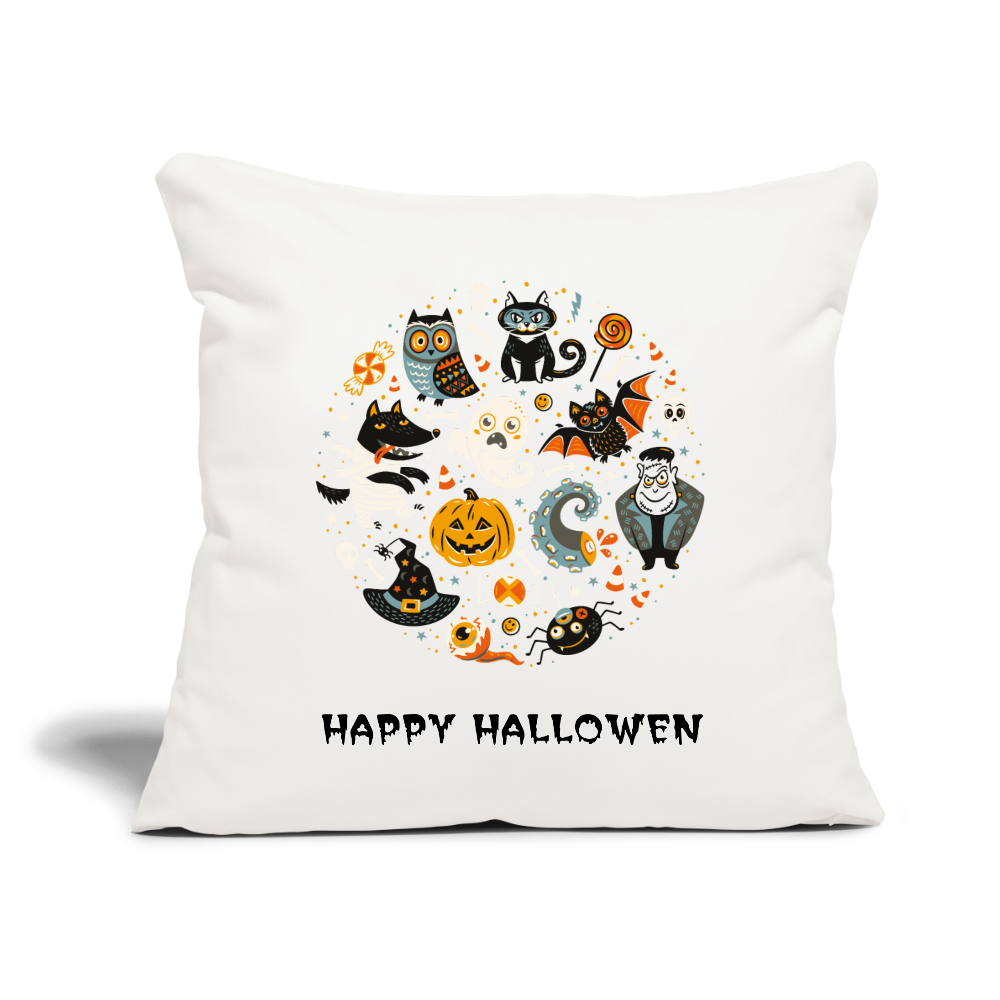 Happy Halloween Throw Pillow Cover 18” x 18” - natural white