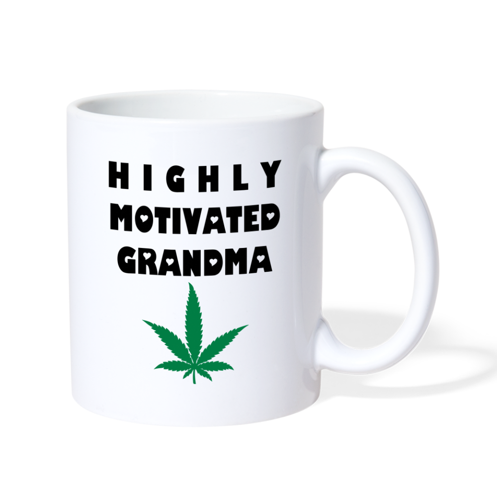 Highly motivated grandma white mug. - white