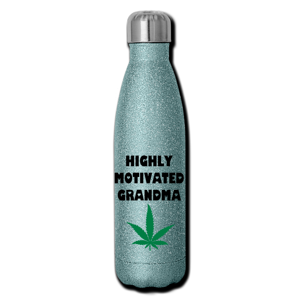 Insulated Stainless Steel Water Bottle - turquoise glitter