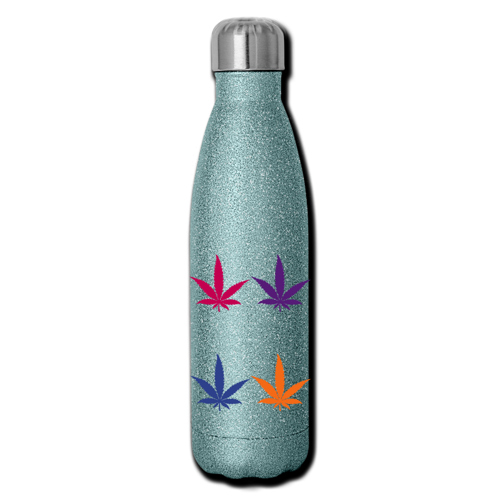 Insulated Stainless Steel Water Bottle - turquoise glitter
