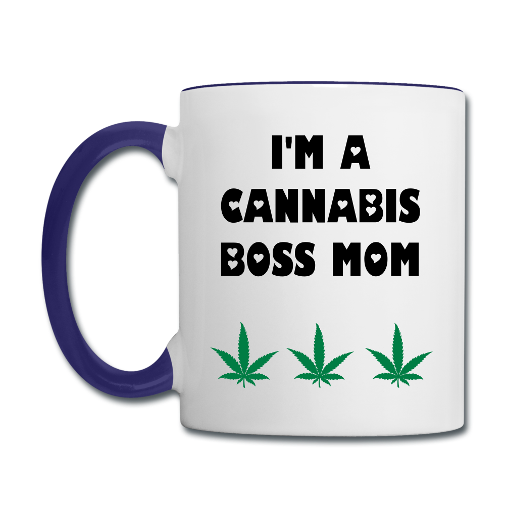 I'M a Cannabis boss mom Contrast Mug - white/cobalt blue