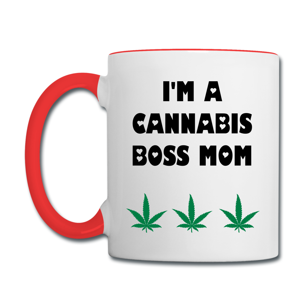 I'M a Cannabis boss mom Contrast Mug - white/red