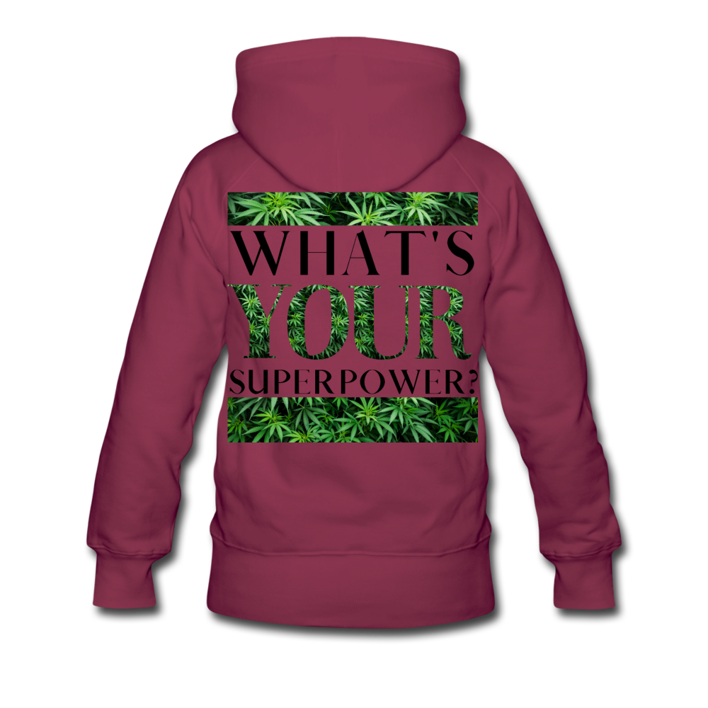 What's Your Superpower? Ladies Hoodie - burgundy