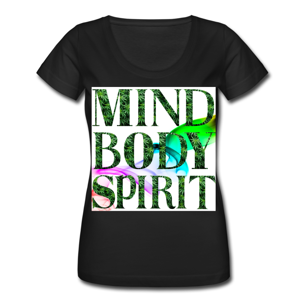 Mind Body Spirit Ladies Scoop Neck T-Shirt - black
