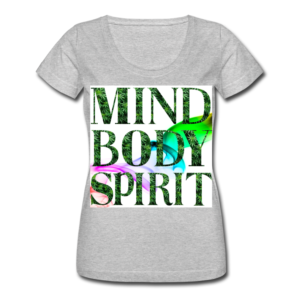 Mind Body Spirit Ladies Scoop Neck T-Shirt - heather gray