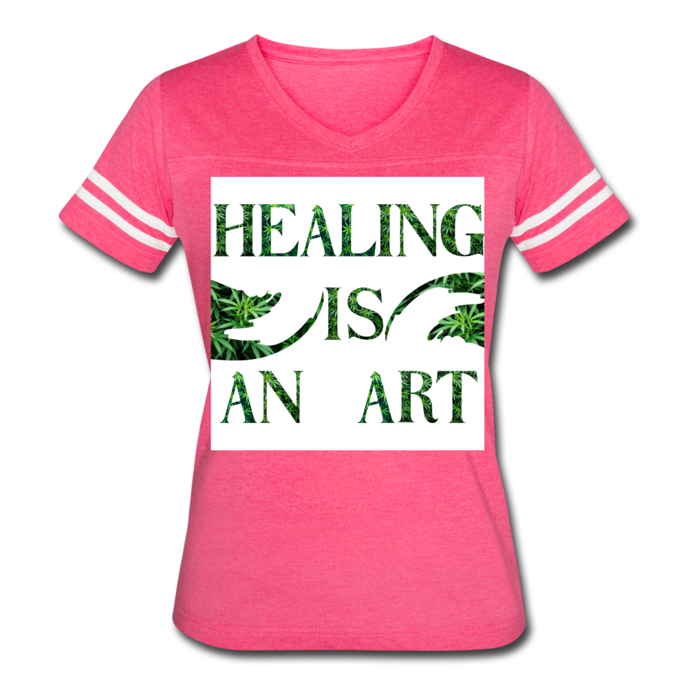 Women’s Vintage Sport T-Shirt - vintage pink/white