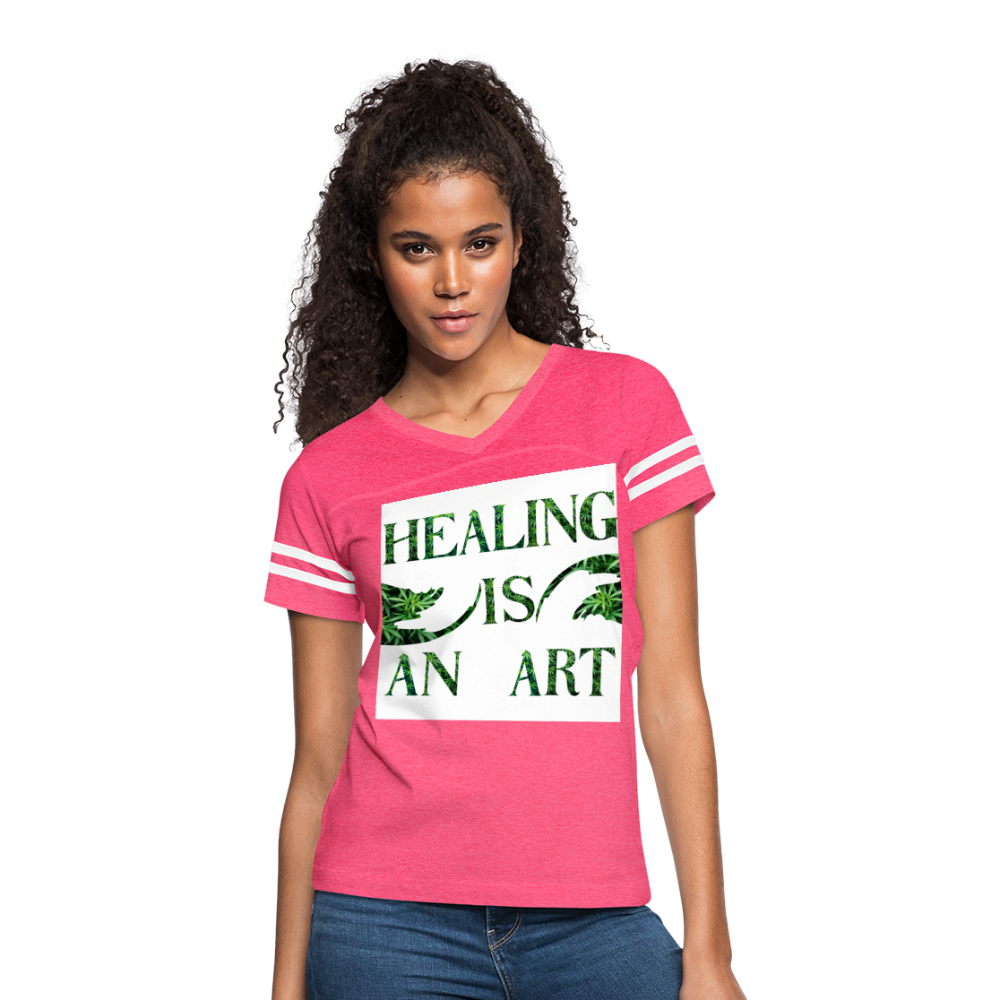 Women’s Vintage Sport T-Shirt - vintage pink/white