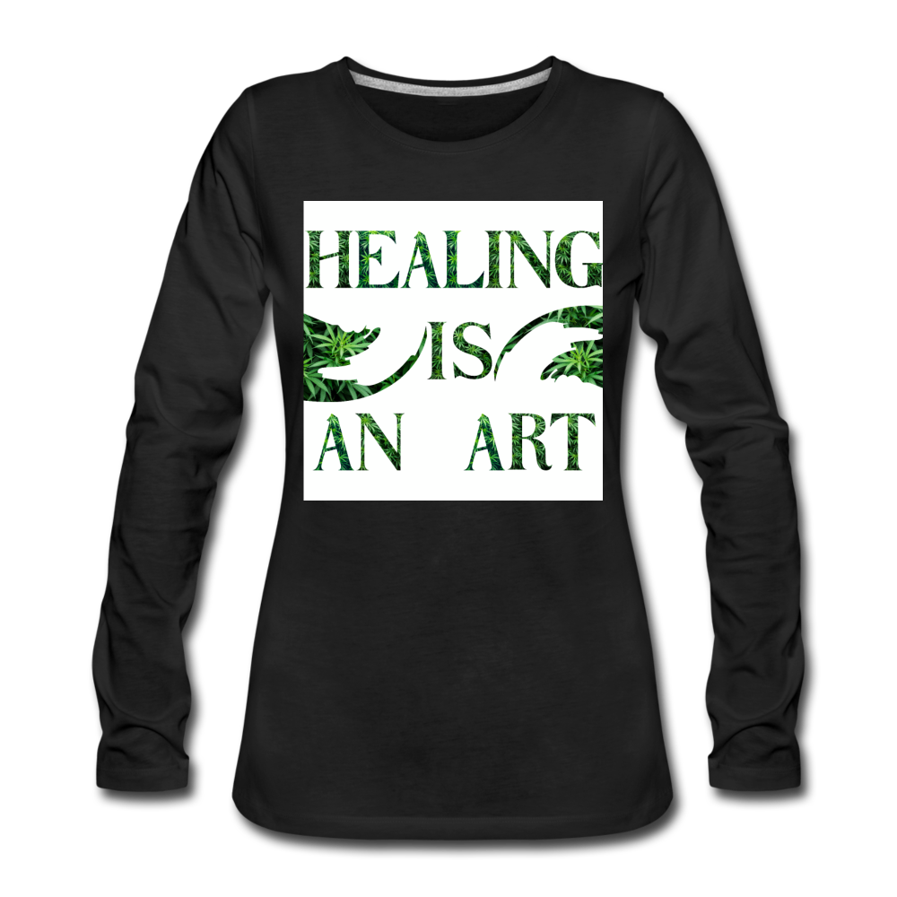 Healing Is An Art Ladies Premium Long Sleeve T-Shirt - black