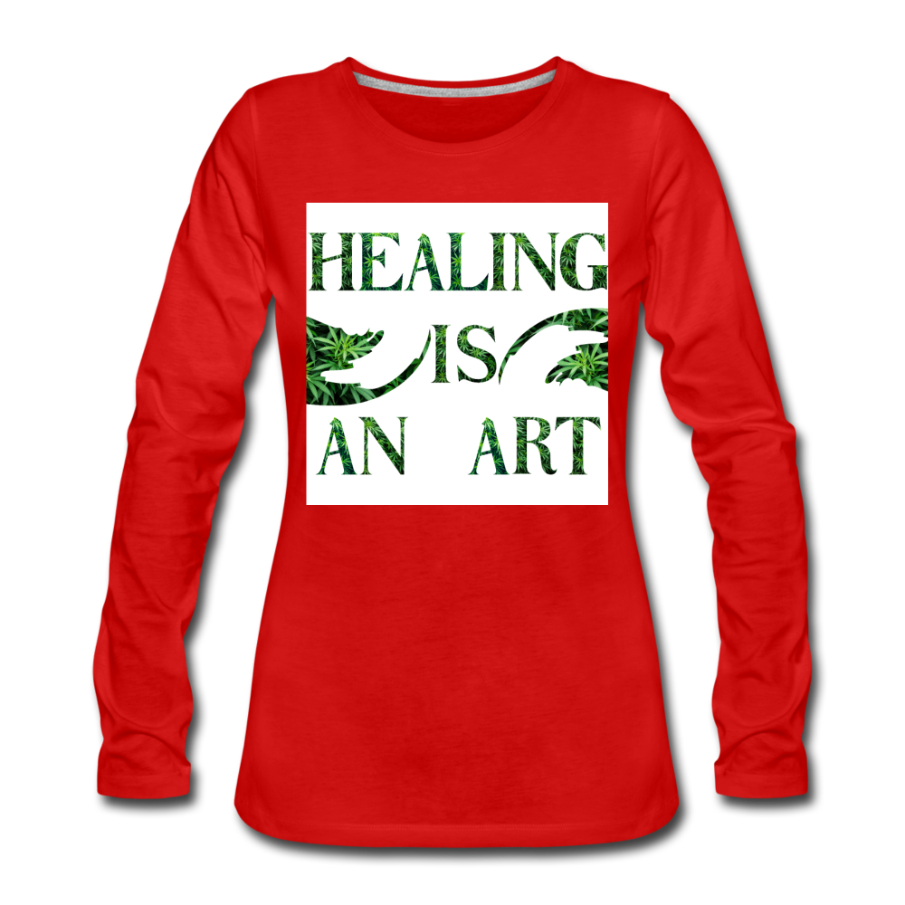 Healing Is An Art Ladies Premium Long Sleeve T-Shirt - red