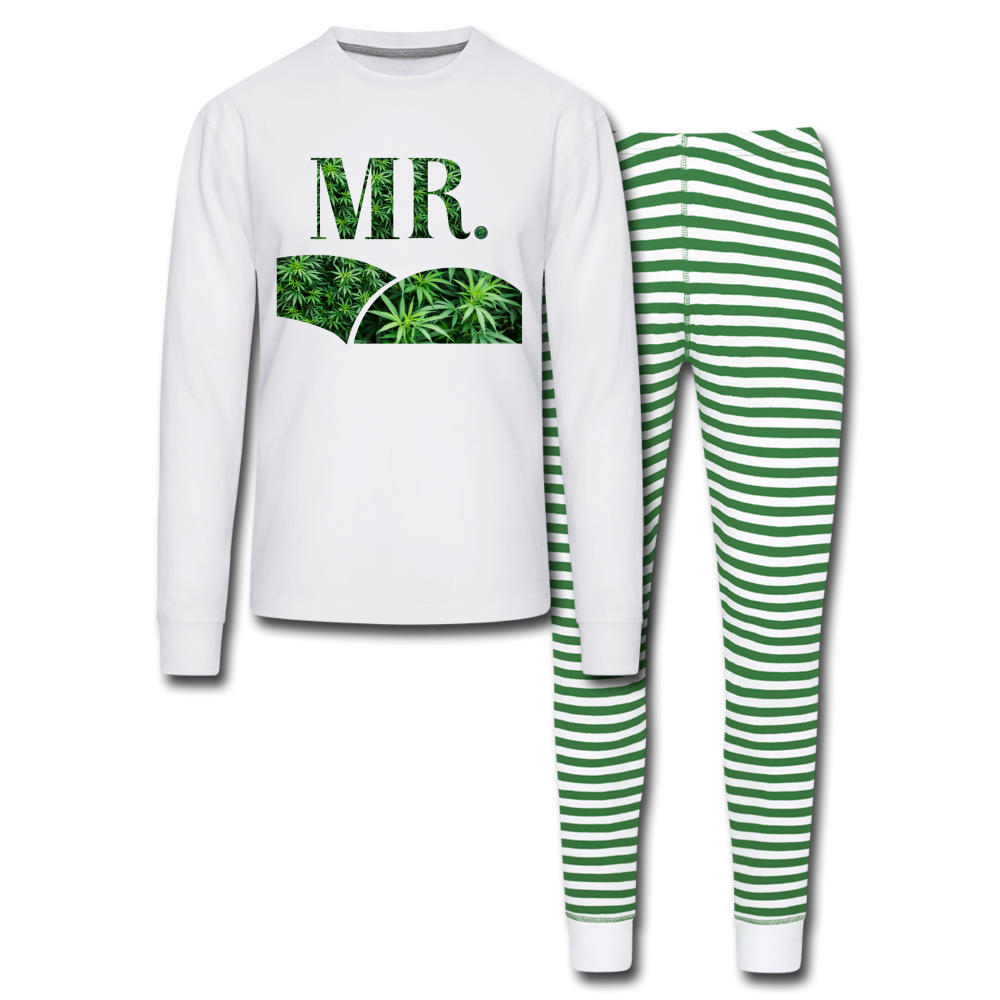 Mr. Cannabis Pajama Set - white/green stripe