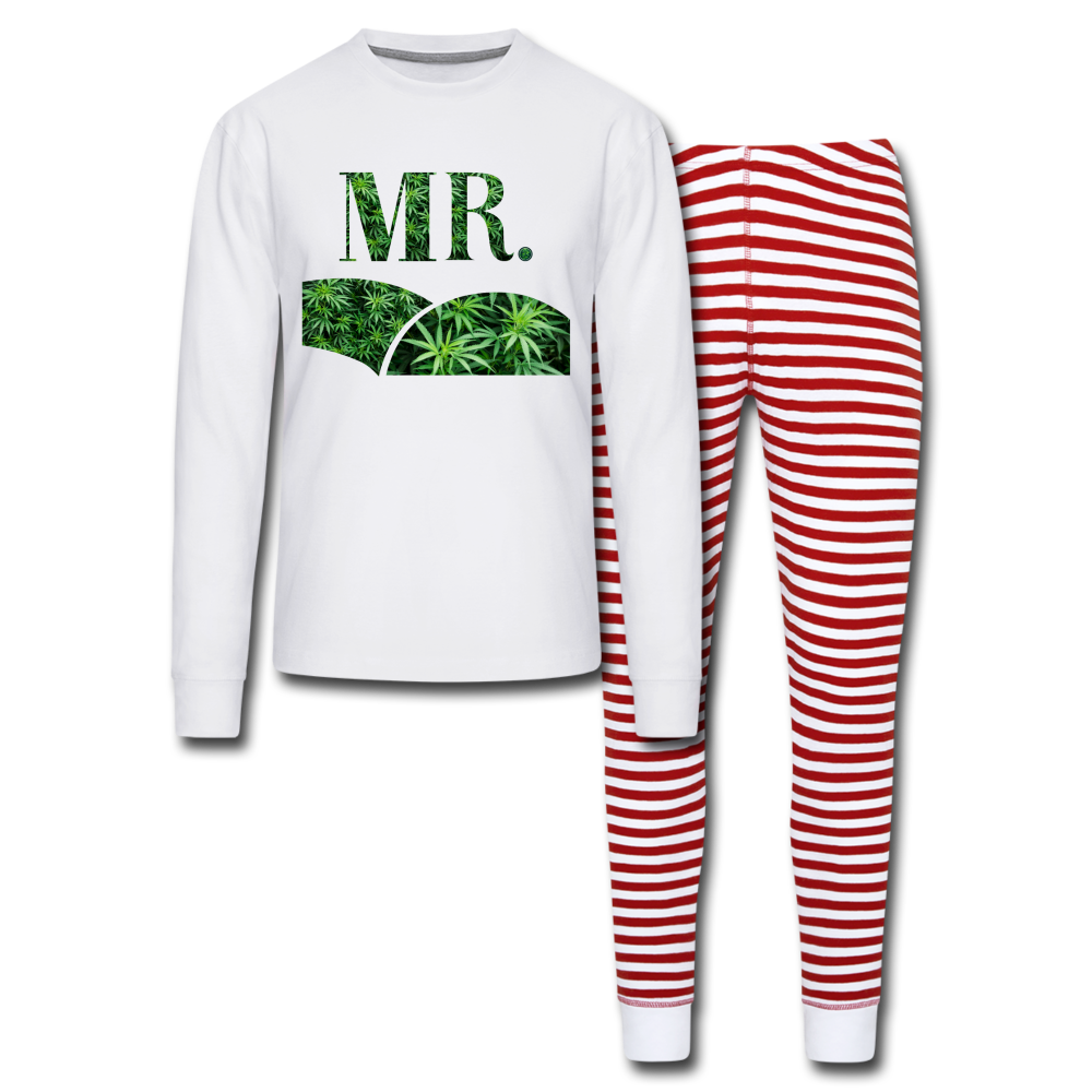 Mr. Cannabis Pajama Set - white/red stripe